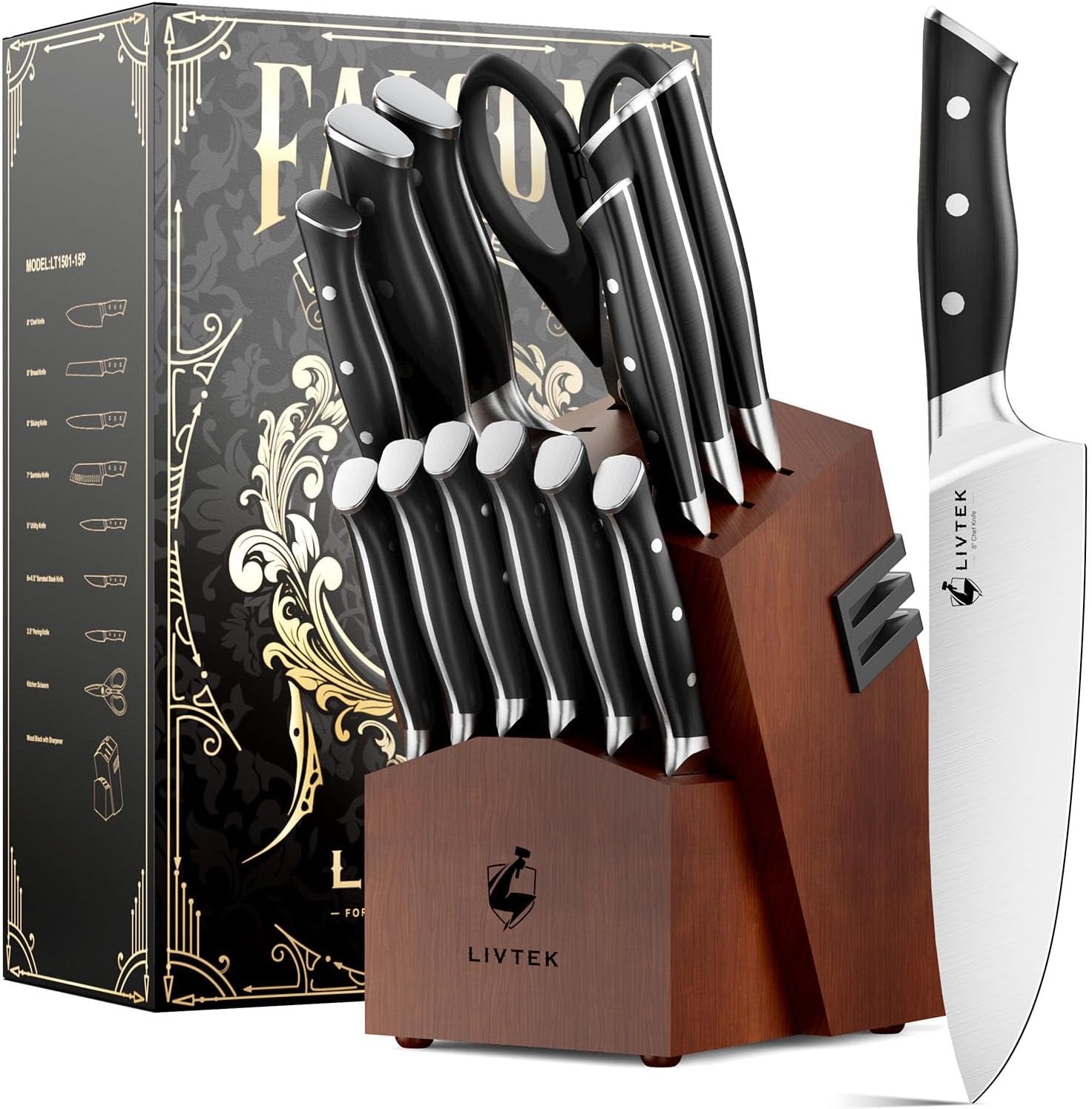 Premium Knife Set with Block - Kitchen Knife Set German High