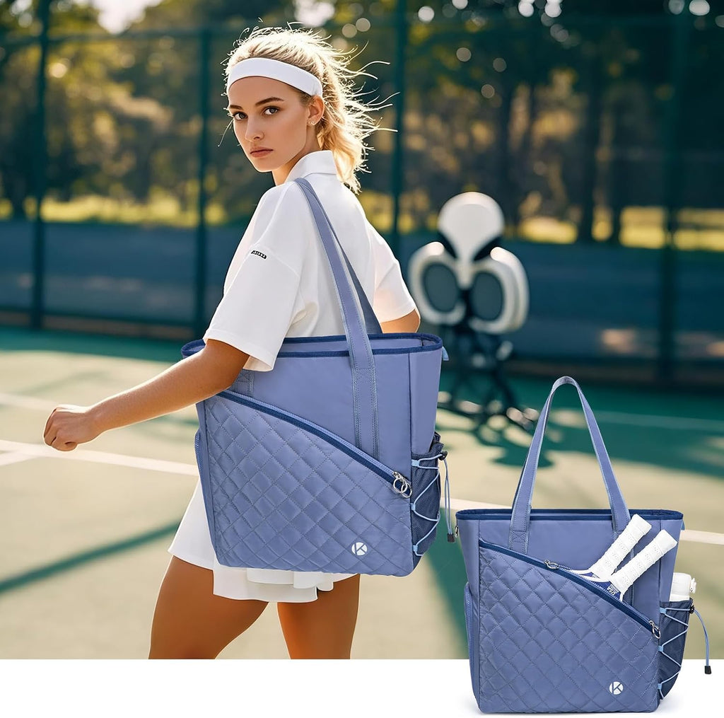 Premium Pickleball Tote Bag for Women with Fence Hook, Quilted Pickleball Bag Holds 3-4 Paddles 