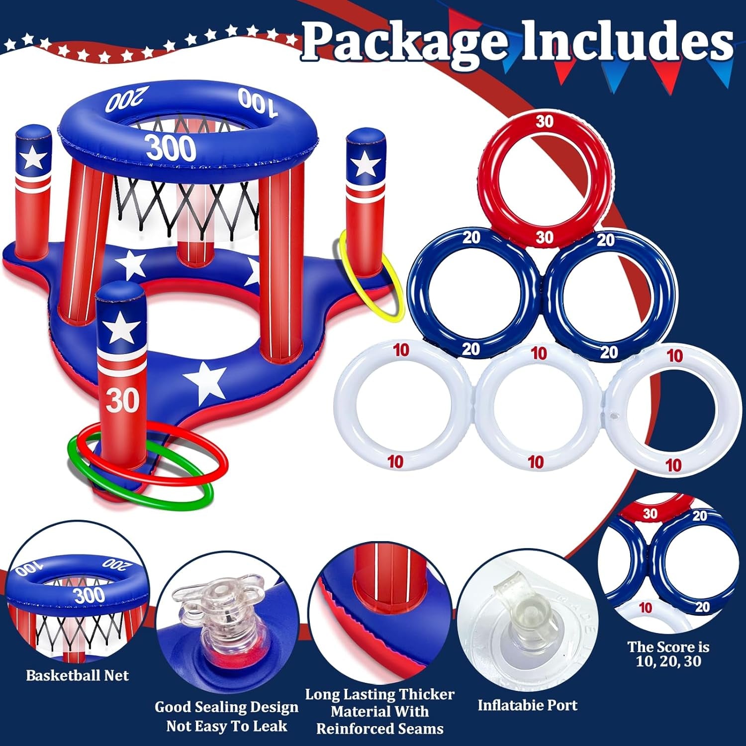 American Flag Pool Toys Games Set