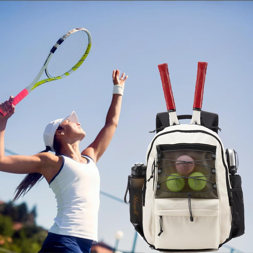Tennis Bag, Tennis Backpack for Women Men 2 Rackets with Insulated Pocket Shoe Compartemnt for Pickleball Tennis