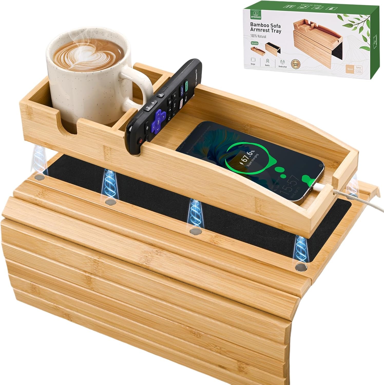 3-In-1 Magnetic Detachable Couch Arm Tray