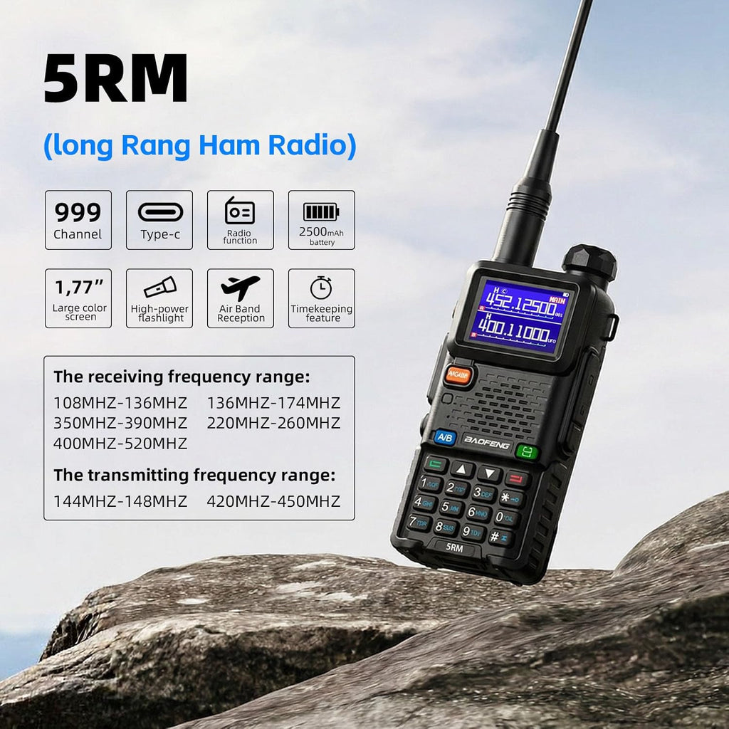UV-5RM Ham Radio Handheld UV5R Dual Band-Long Range Walkie Talkies with NOAA Weather 