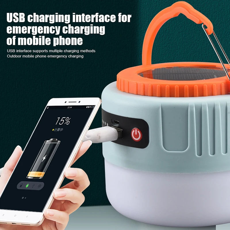 1/2X Powerful Solar LED Camping Lamp Waterproof Portable Lanterns Emergency Lights for BBQ Hiking USB Rechargeable Tent Lanterns