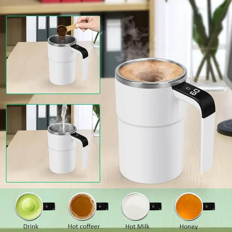 Smart Mixing Coffee Cup LED Display|Usb Charging|Magnetic Mixing Function