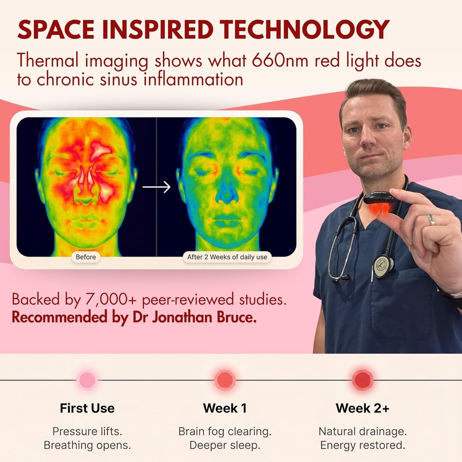 Original  Red Light Therapy for Nose – LED Nasal Device for Dry Nose & Sinus Comfort