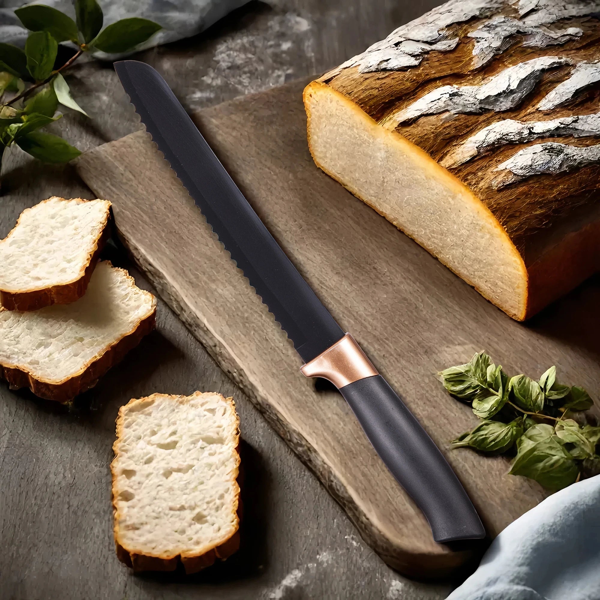 19Pcs Professional Kitchen Knife Set with Silicone Cooking Utensils & Cuttingboard, High Carbon Stainless Steel Chef Knives.