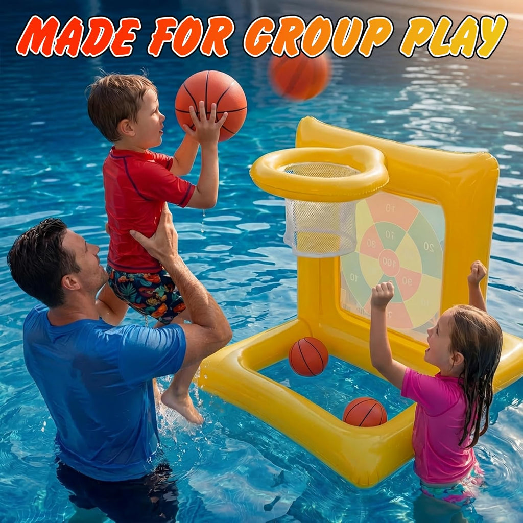 Premium Pool Toys for Kids & Adults, 2-In-1 Pool Basketball and Dart Board Game Set