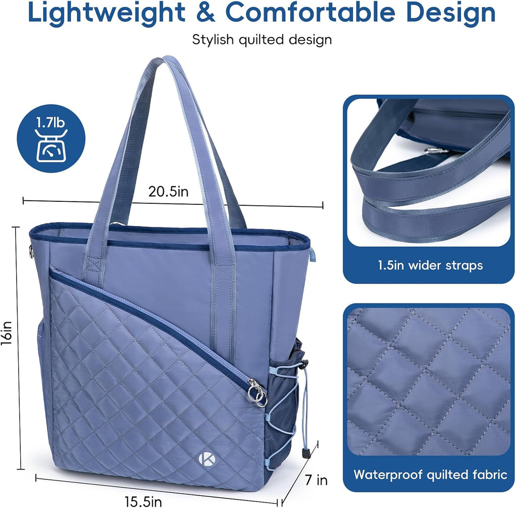 Premium Pickleball Tote Bag for Women with Fence Hook, Quilted Pickleball Bag Holds 3-4 Paddles 