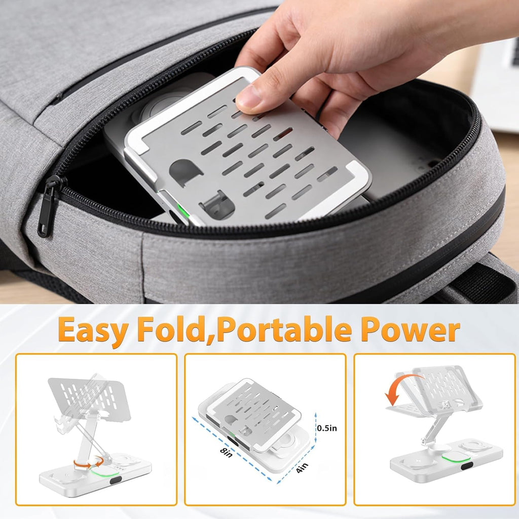 30W Charging Station for Apple Products, Foldable Wireless Charger with Clock Display&7 Color Light