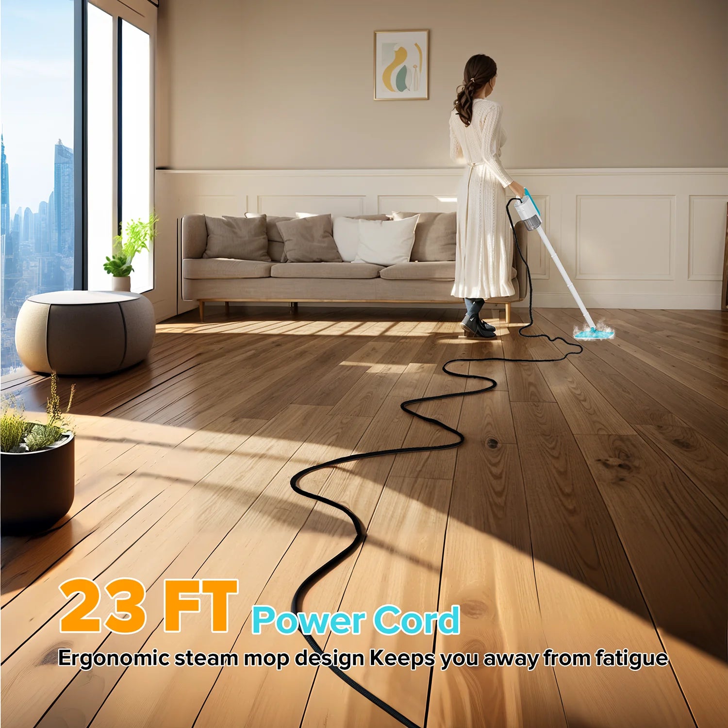 F1 Steam Mop, All-In-One Scrubbing Floor Steamer,11 Accessories Steam Cleaner for Dirt, Grease, Grout, Tile,Floor, Car