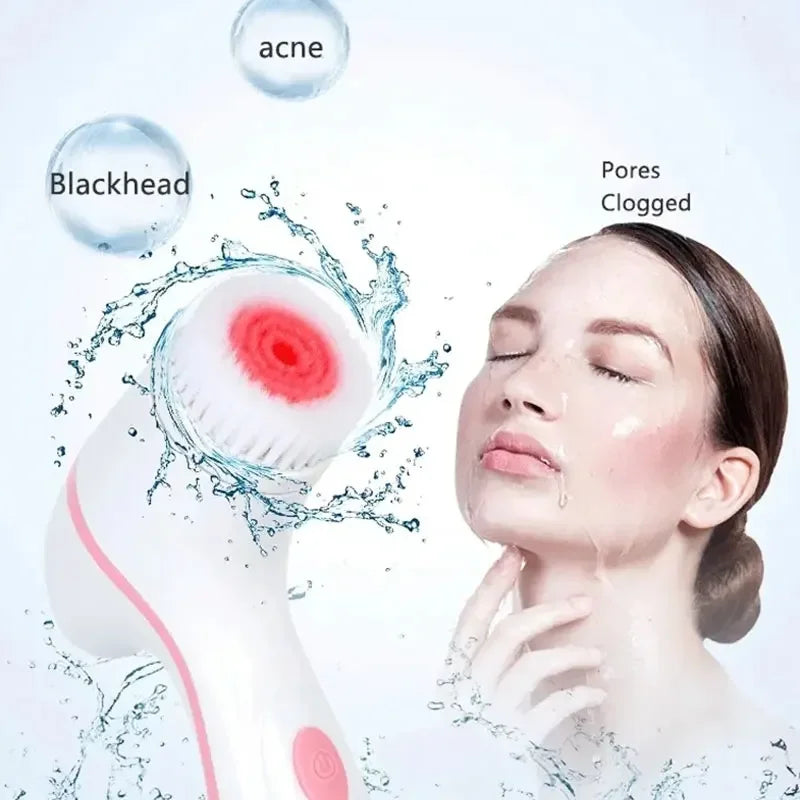 3 in 1 Electric Cleansing Brush Vibrations Facial Cleaner Face Massager Sonic Rotating Cleansing Brush Face Deep Cleansing Tool