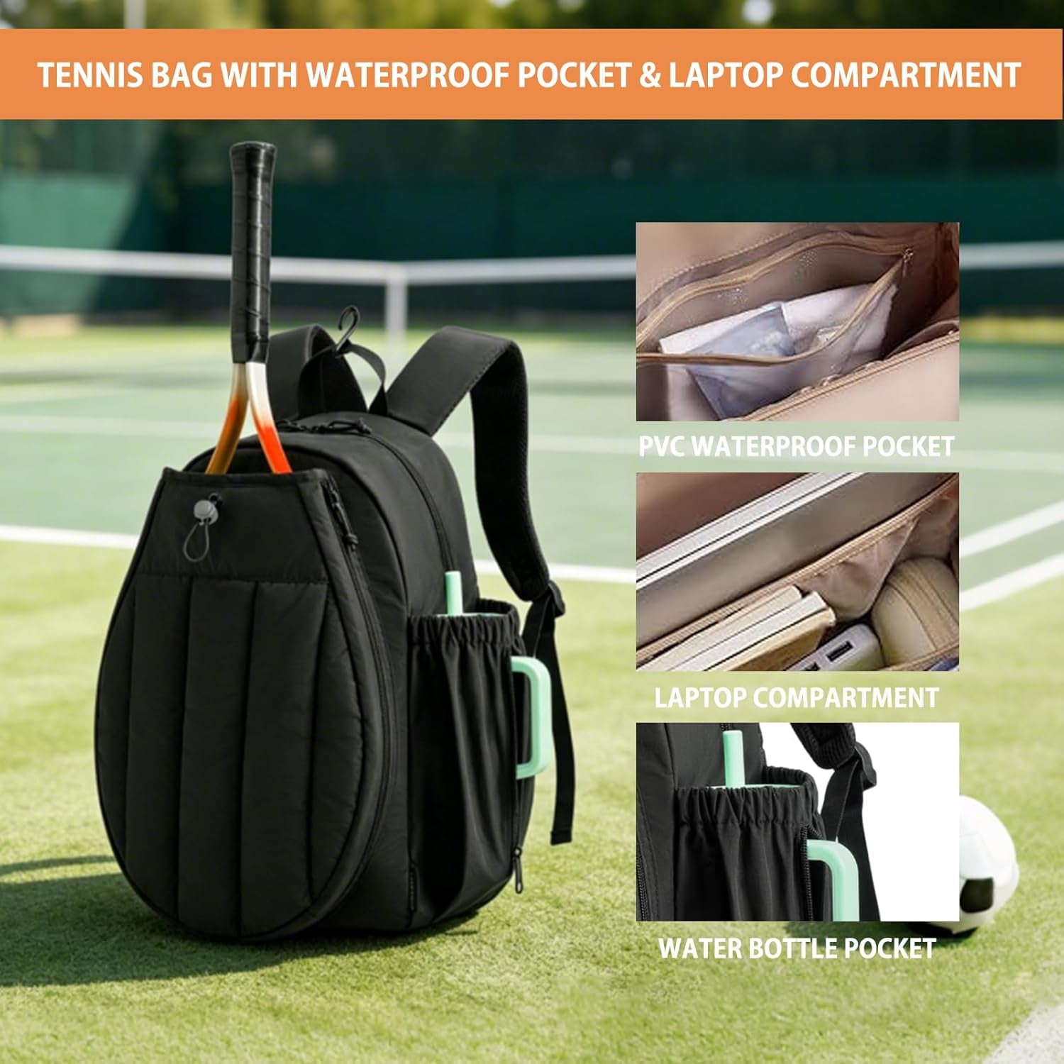 Tennis Backpack,Tennis Bag with Shoe Compartment&Waterproof 