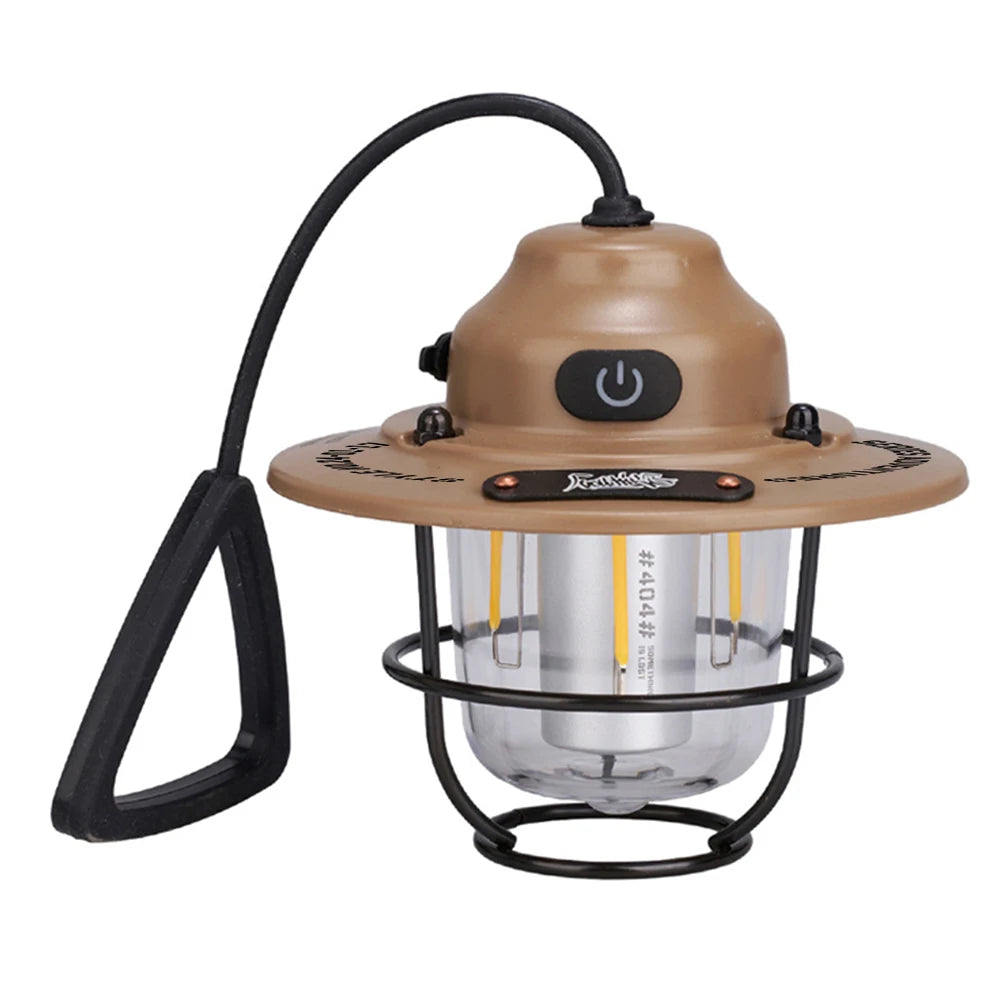 LED Camping Lantern Dimming Emergency Lamp Type C Charging Retro Camping Light 4 Light Modes Multifunction for Fishing Camping