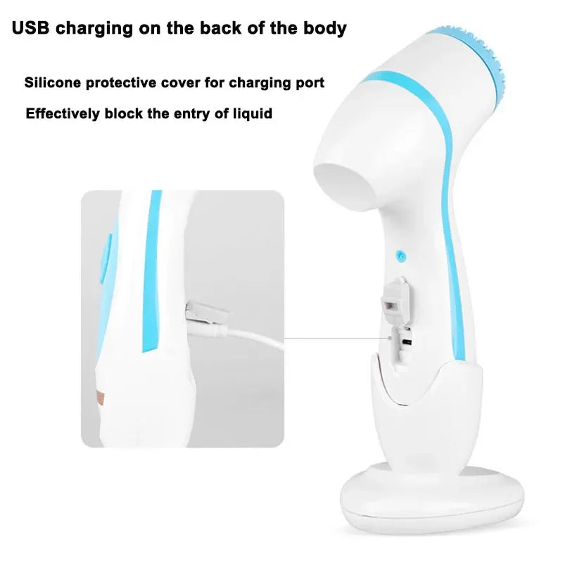 3 in 1 Electric Cleansing Brush Vibrations Facial Cleaner Face Massager Sonic Rotating Cleansing Brush Face Deep Cleansing Tool