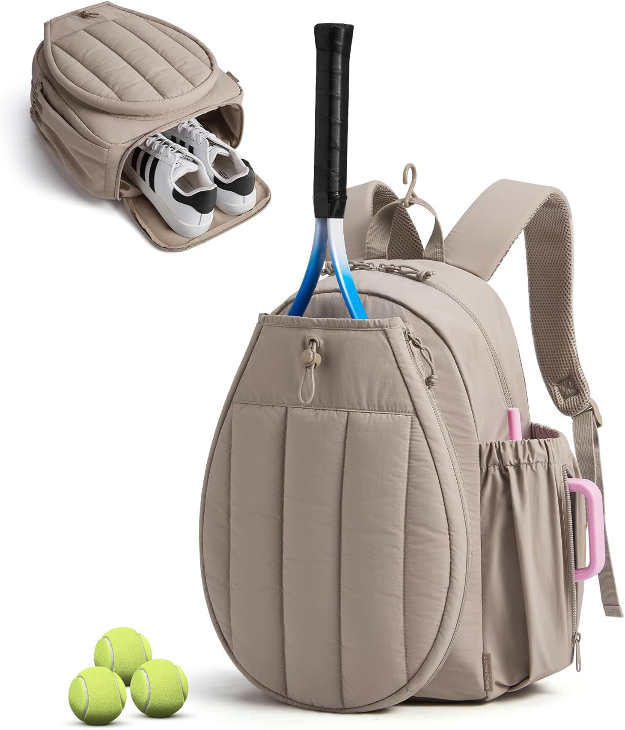 Tennis Gym Bag for Women, Tennis Backpack Holds 2 Rackets with Shoe Compartment