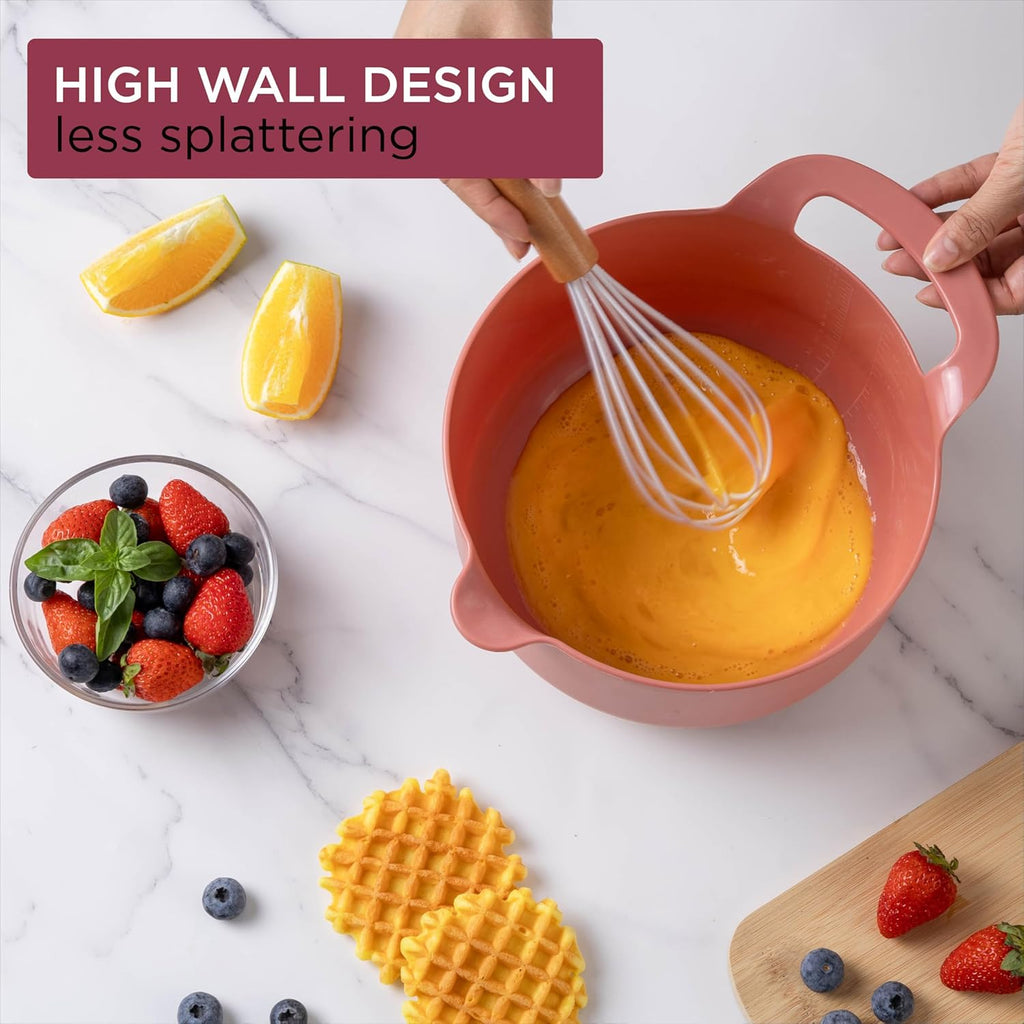 Nesting Plastic Mixing Bowl Set with Pour Spouts and Handles