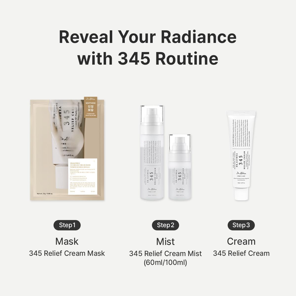 345 Relief Cream | PDRN & Hyaluronic Acid for Hydration, Blemish Care | Post-Acne Face Moisturizer with Centella & Niacinamide | Korean Vegan Skincare, 1.69 Fl Oz (Ver.2 - Pack of 1)