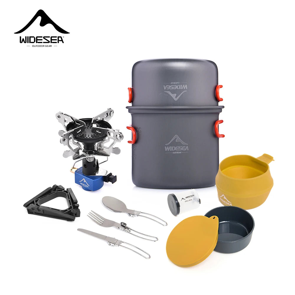 Camping Gas Stove Tableware Set Portable Gear Tourist Gadgets Kitchen Stuff Cooking Survival Camper Accessories Supplies