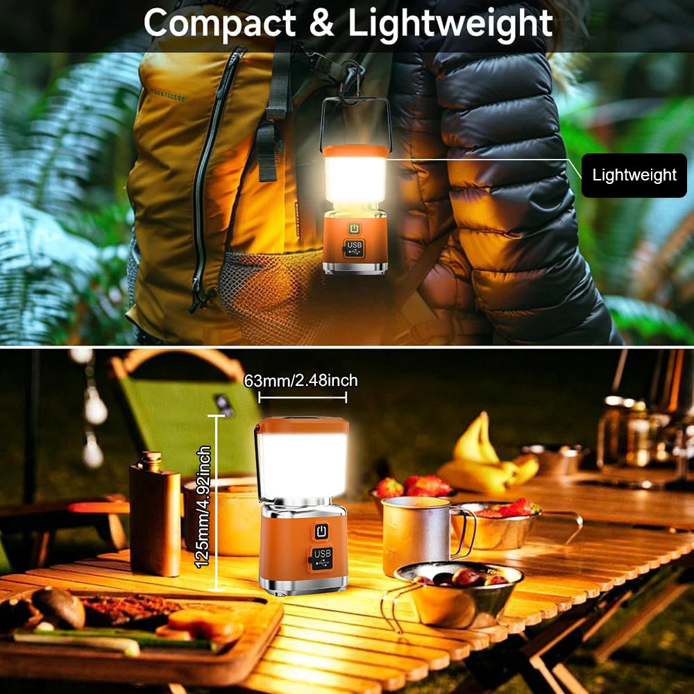 New Portable Camping Light Power Bank LED Camping String with Handles 4 Lighting Stepless Dimming Waterproof Outdoor Tent Light
