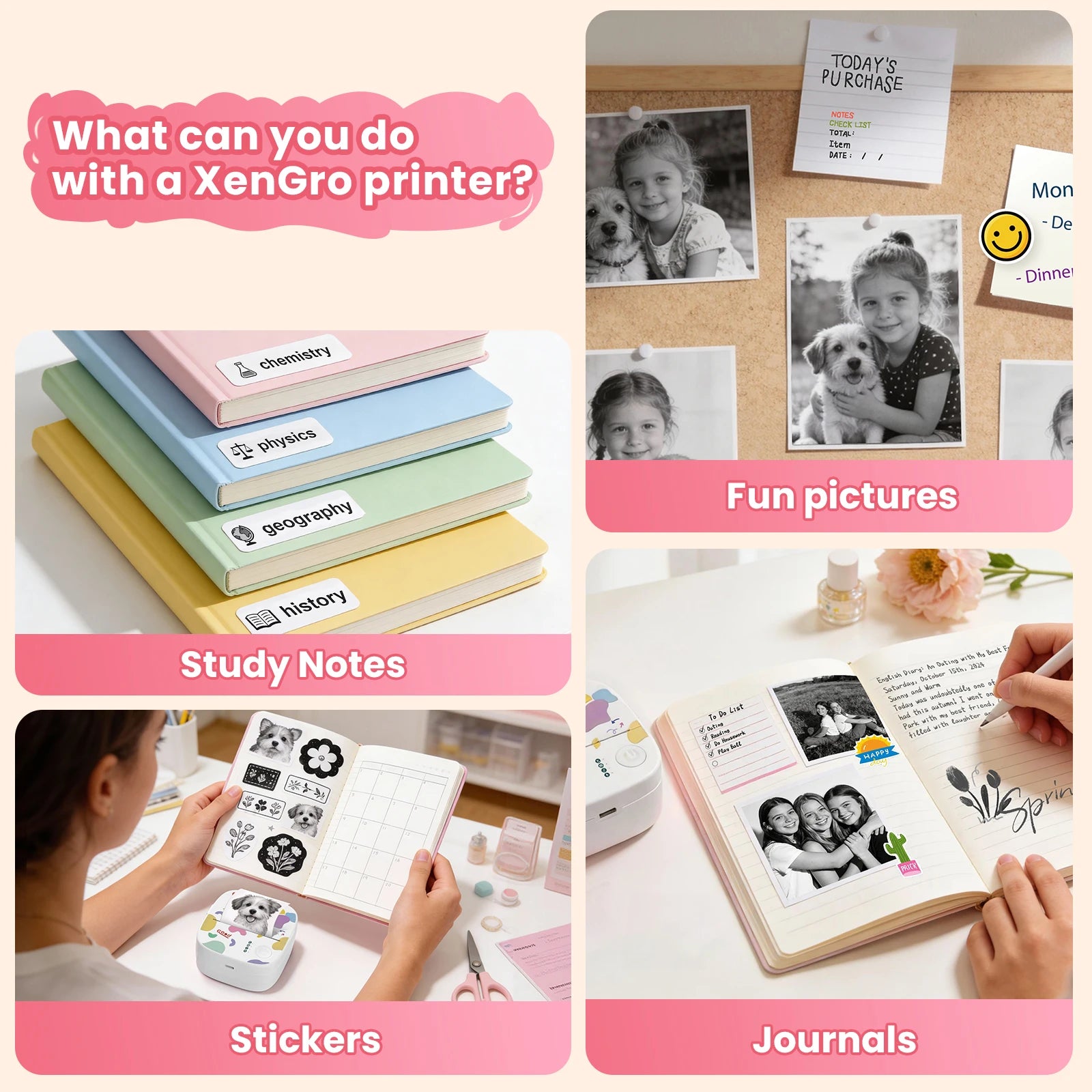 YISORA Mini Portable Sticker Printer , Mini Thermal Printer with 4 Rolls Paper, Bluetooth Inkless Printpods, Pocket Label Maker
