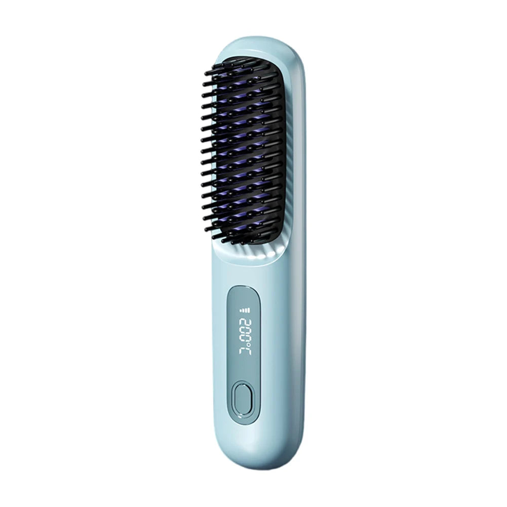 Cordless Hair Straightener Portable Straightener Brush 3 Adjustable Temp Hair Straightening Brush Anti-Scald for Hair Styling