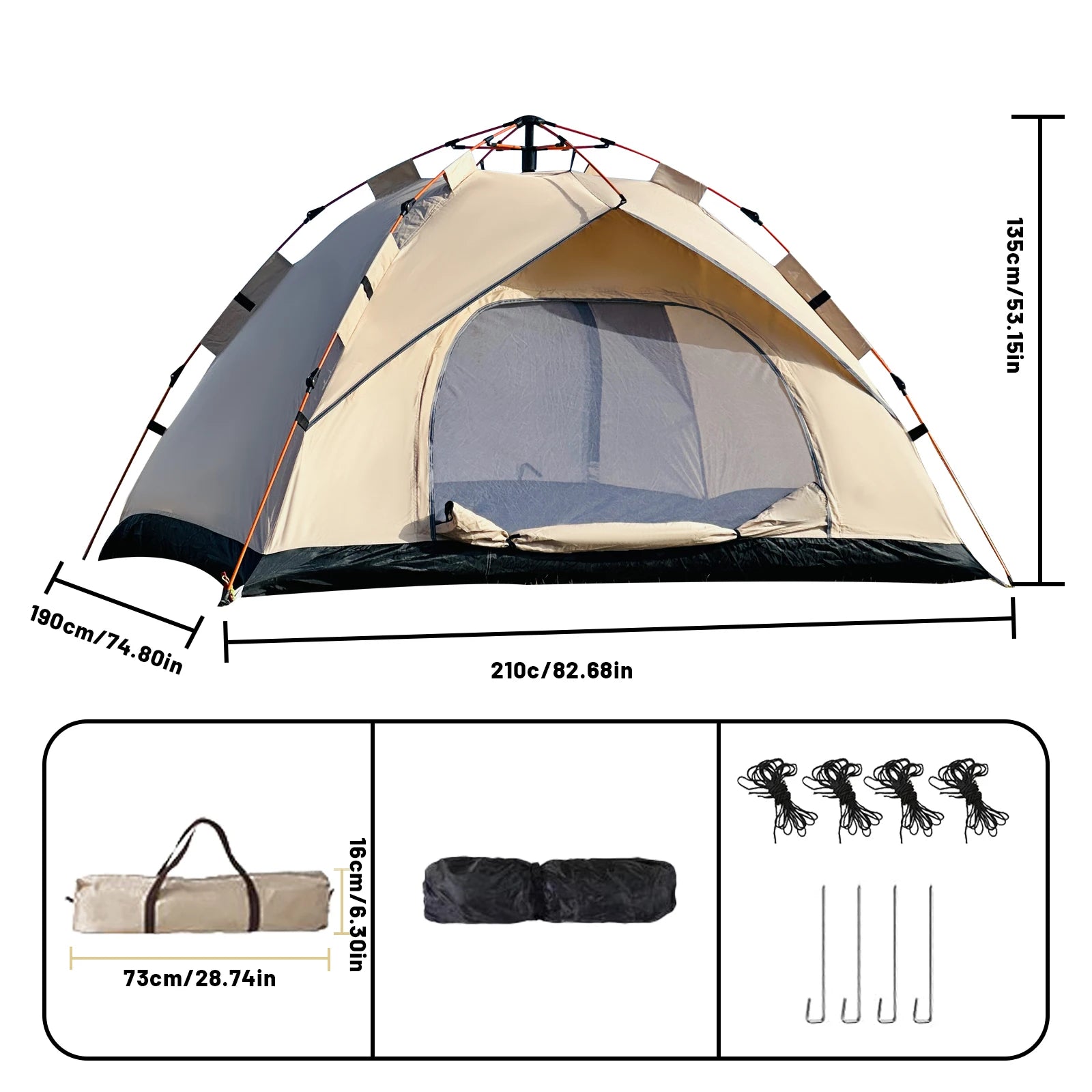 2-4 Person Camping Windproof Tents, Easy to Set Up, Lightweight Camping Tent,Carpa,Suitable for Family Travel, Outdoor Camping