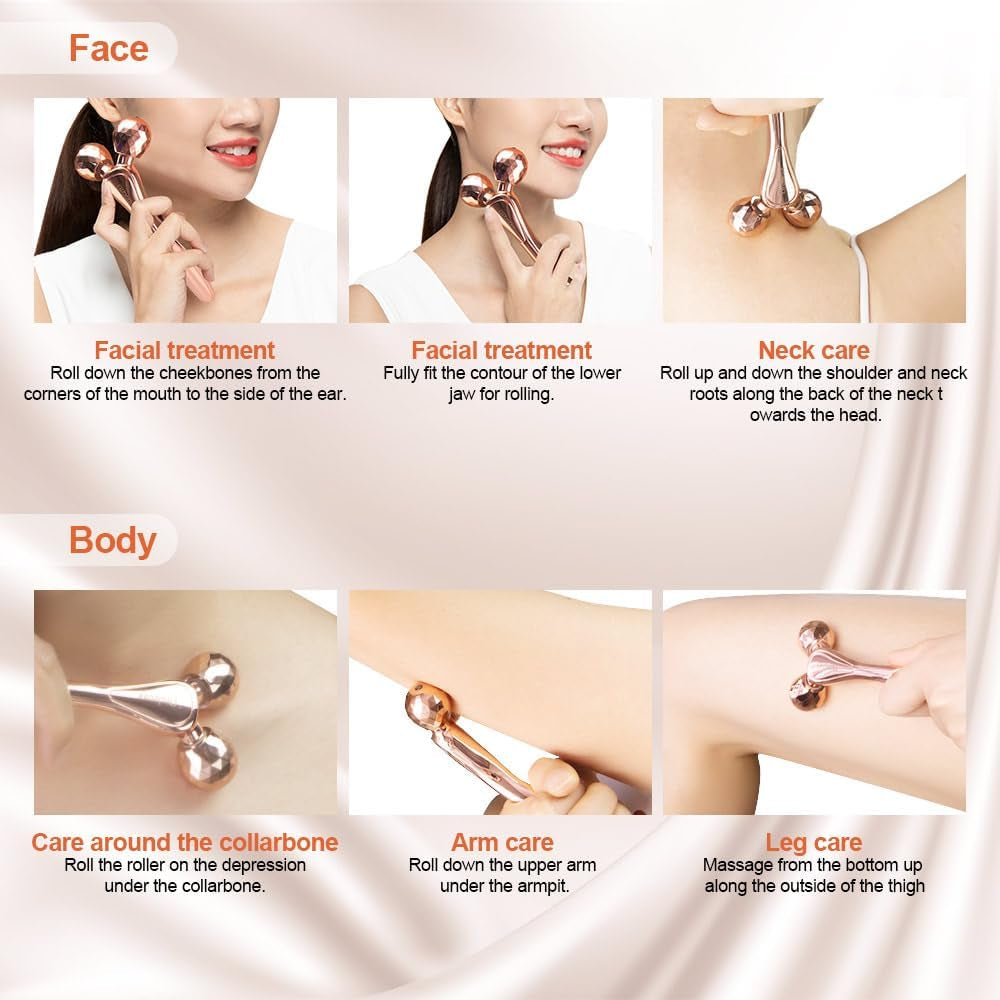 3D Face Roller Metal Facial Massage Tool and Eye Skin Care Kit