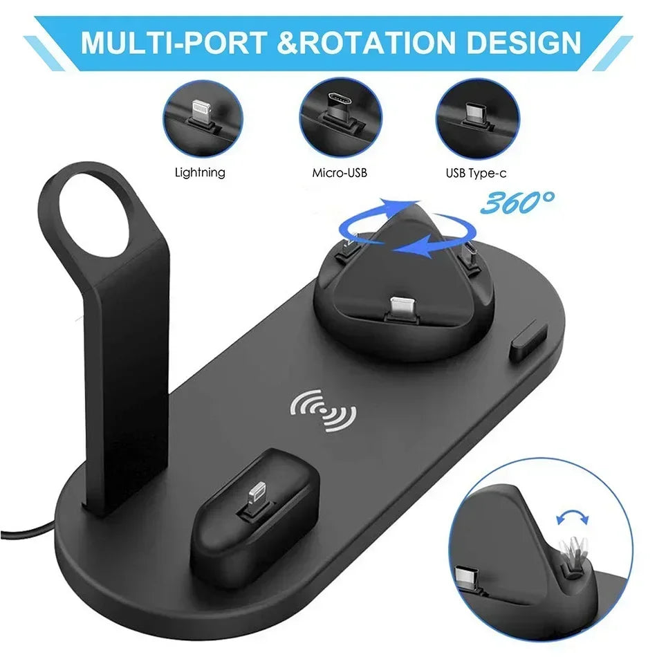 120W 7 in 1 Wireless Chargers Stand Pad for Iphone 16 15 14 13 Pro Max Apple Watch Airpods Pro Iwatch 8 7 Fast Charging Station