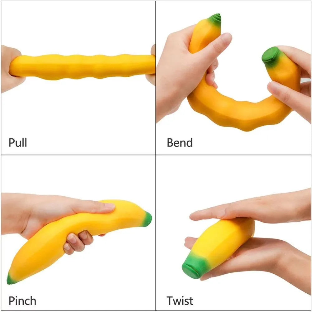 Huge Banana Squishy Stress-Relief Gift Cute Squishy Squeeze Desk Decor for Anxiety Relief Fluffy Slow Rebound Squishies Pocket Stress Helper