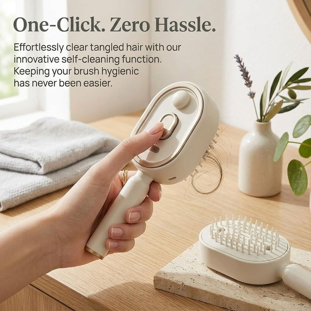 Electric Spray Air Cushion Massage Comb, 2027 New 3-In-1 Mist Spray Steam Brush for Hair, Anti-Static, Self-Cleaning, for Frizzy Hair & Scalp Care (Purple)