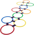 Hopscotch Rings Game - Ten 11-Inch Plastic Rings and 15 Connectors for Indoor and Outdoor Use 