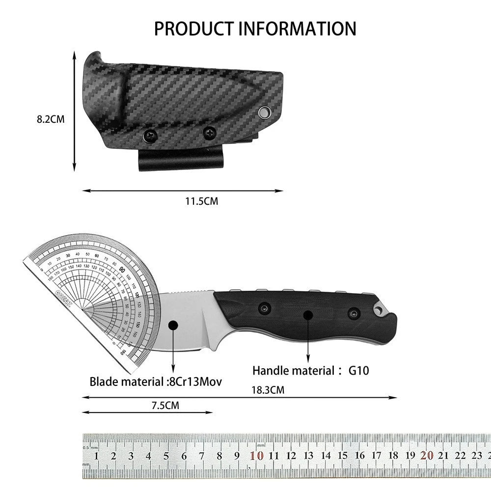 New 8CR13MOV Blade G10 Handle - Camping - High Hardness - Straight Shaft - Outdoor Product Backpacking Essential Equipment