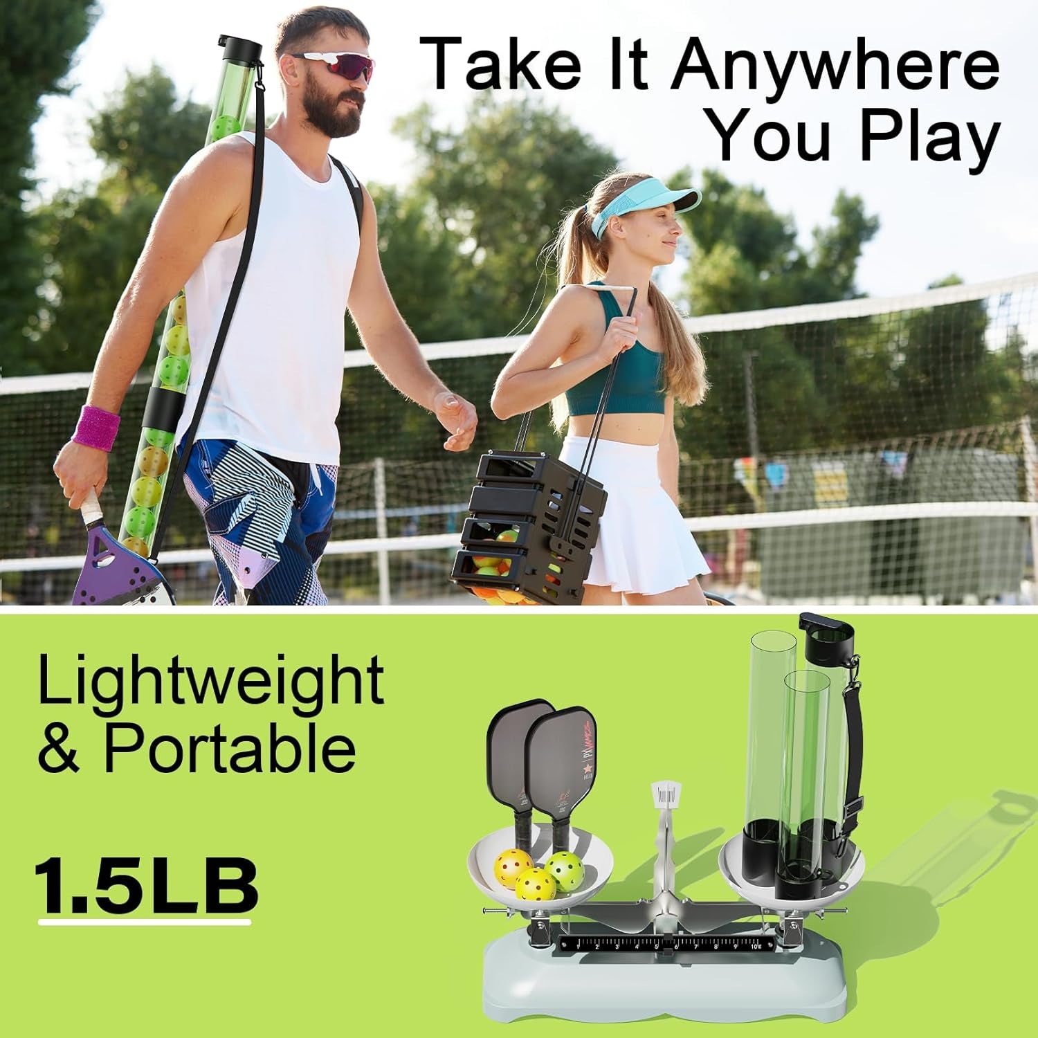 17 Balls Pickleball Ball Retriever & Ball Holder Storage with Strap
