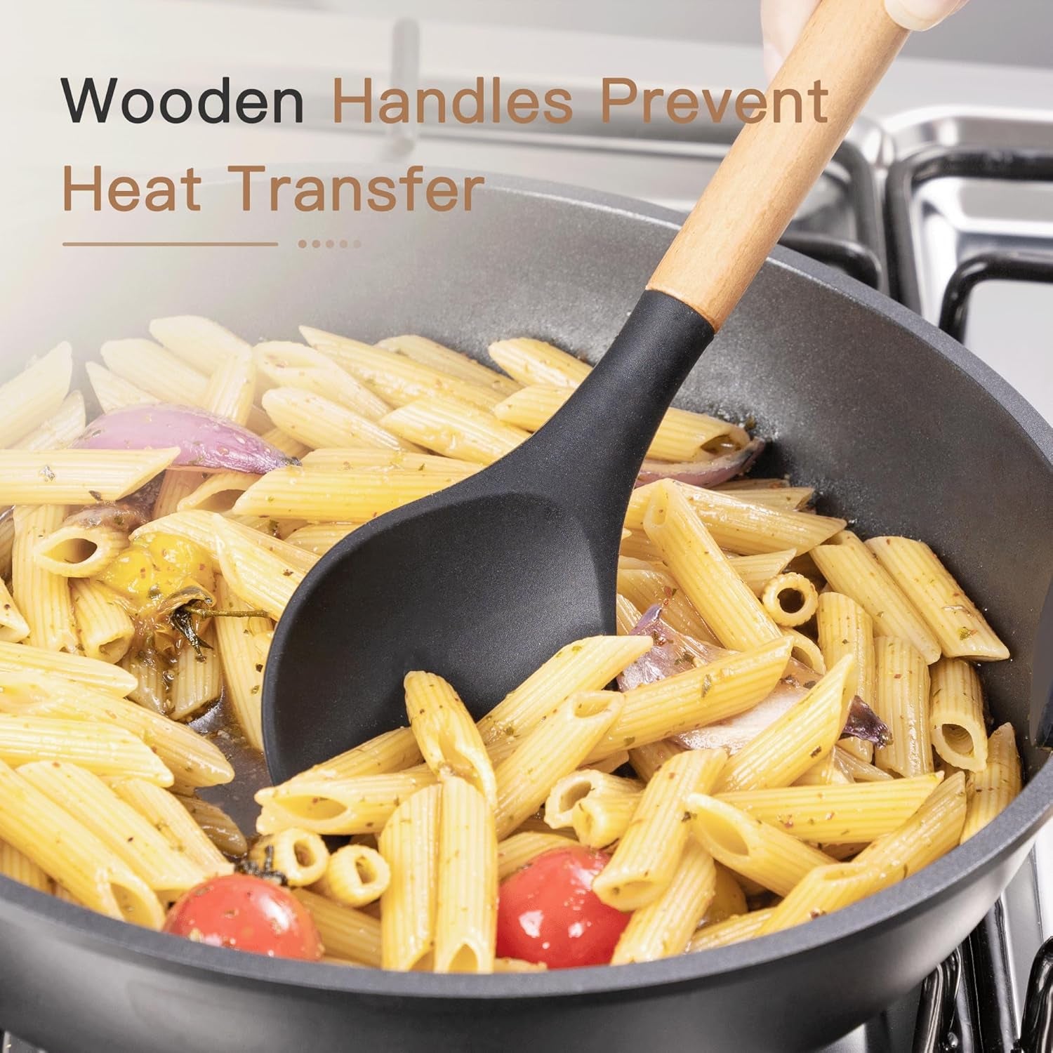 39 PCS Kitchen Utensils Set, Silicone Cooking Utensil Sets with Wooden Handle