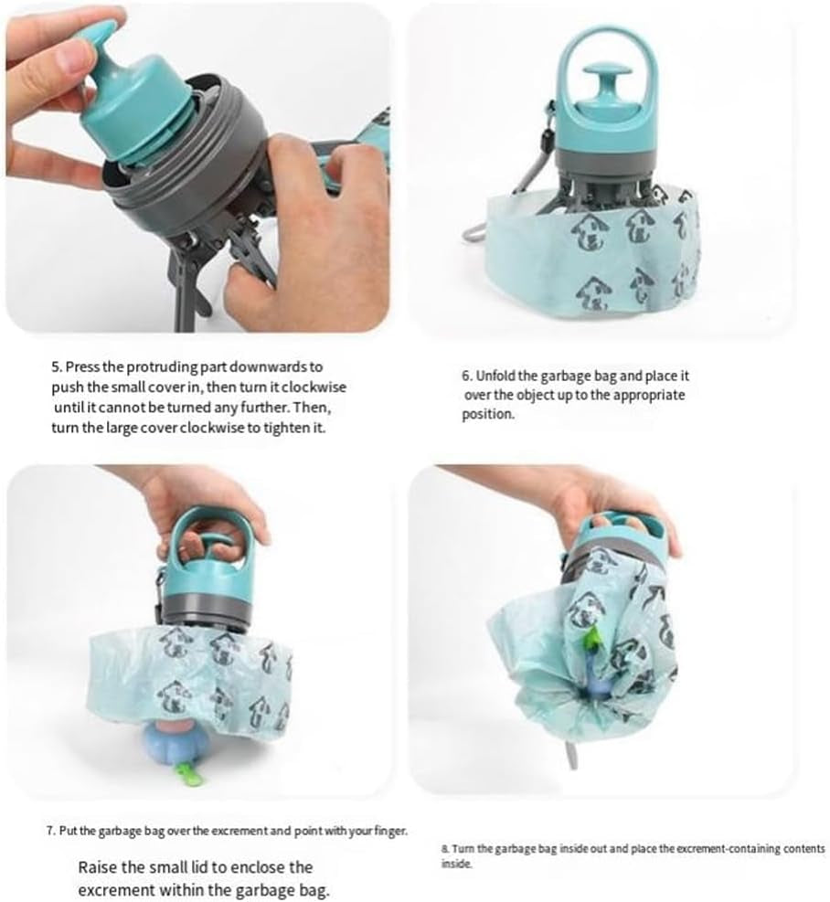 Portable Pet Pooper Scooper,Portable Pooper Scooper for Dogs,Portable Poop Scooper with Bags,Pooper Scoopers with Bag Attachment,With 15/60/120 PCS Bag Attachment. (15PCS, Bags)
