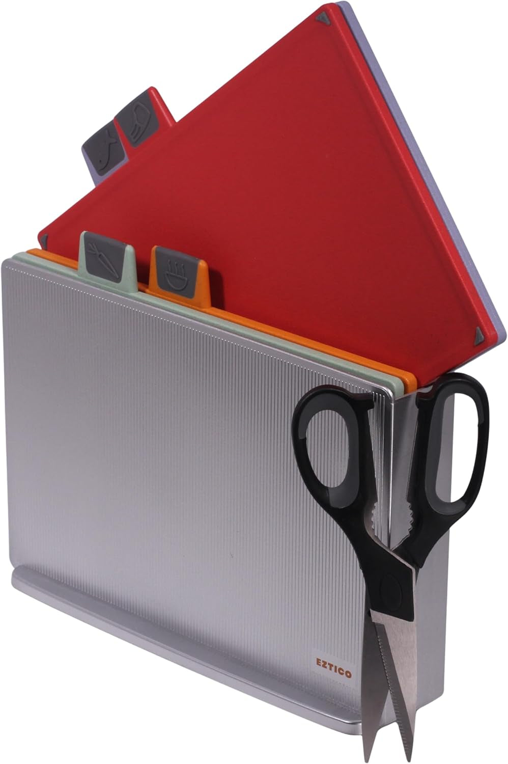 4-Piece Non-Toxic Cutting Board Set with Premium Scissors and Holder