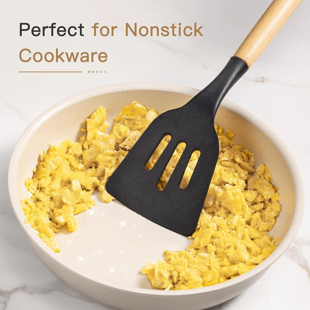 39 PCS Kitchen Utensils Set, Silicone Cooking Utensil Sets with Wooden Handle