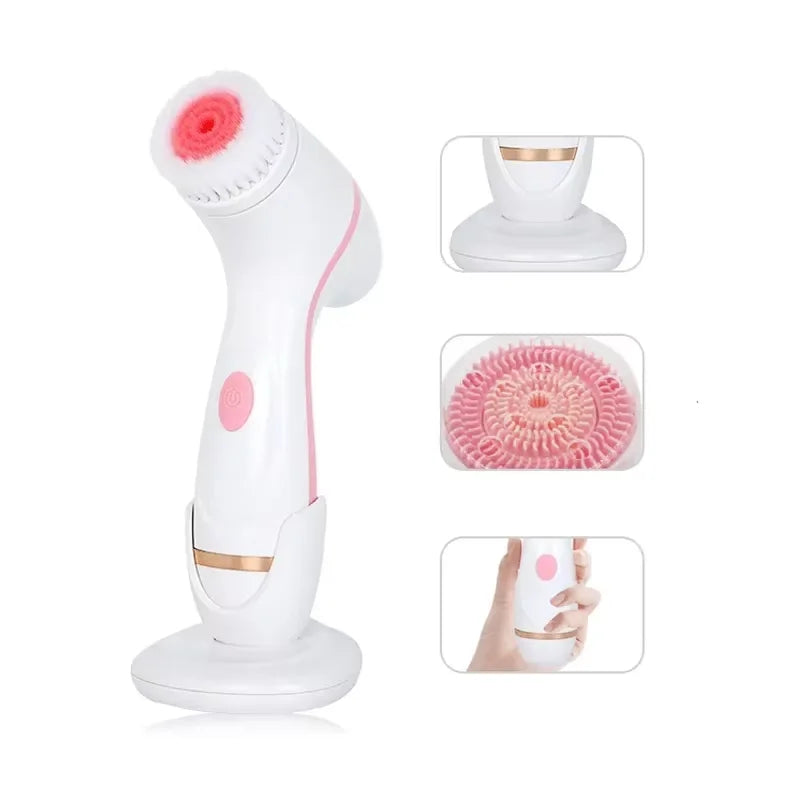 3 in 1 Electric Cleansing Brush Vibrations Facial Cleaner Face Massager Sonic Rotating Cleansing Brush Face Deep Cleansing Tool