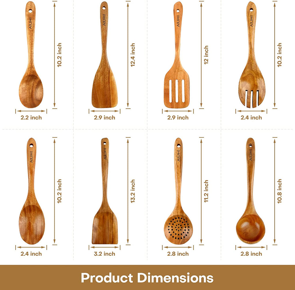 Wood Spoons for Cooking, Nonstick Kitchen Utensil Set