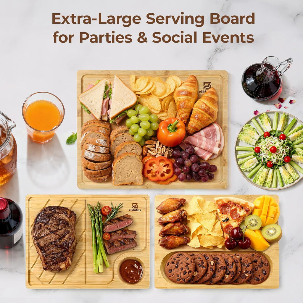 Premium Bamboo Charcuterie Chopping Board with Holder Non Slip