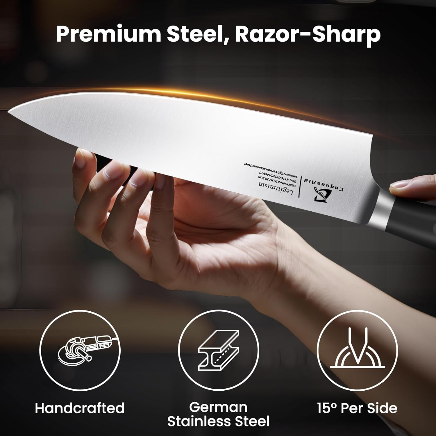 Knife Set, Upgrade 15 Pcs Knife Block Set with Widened Ventilated Slot