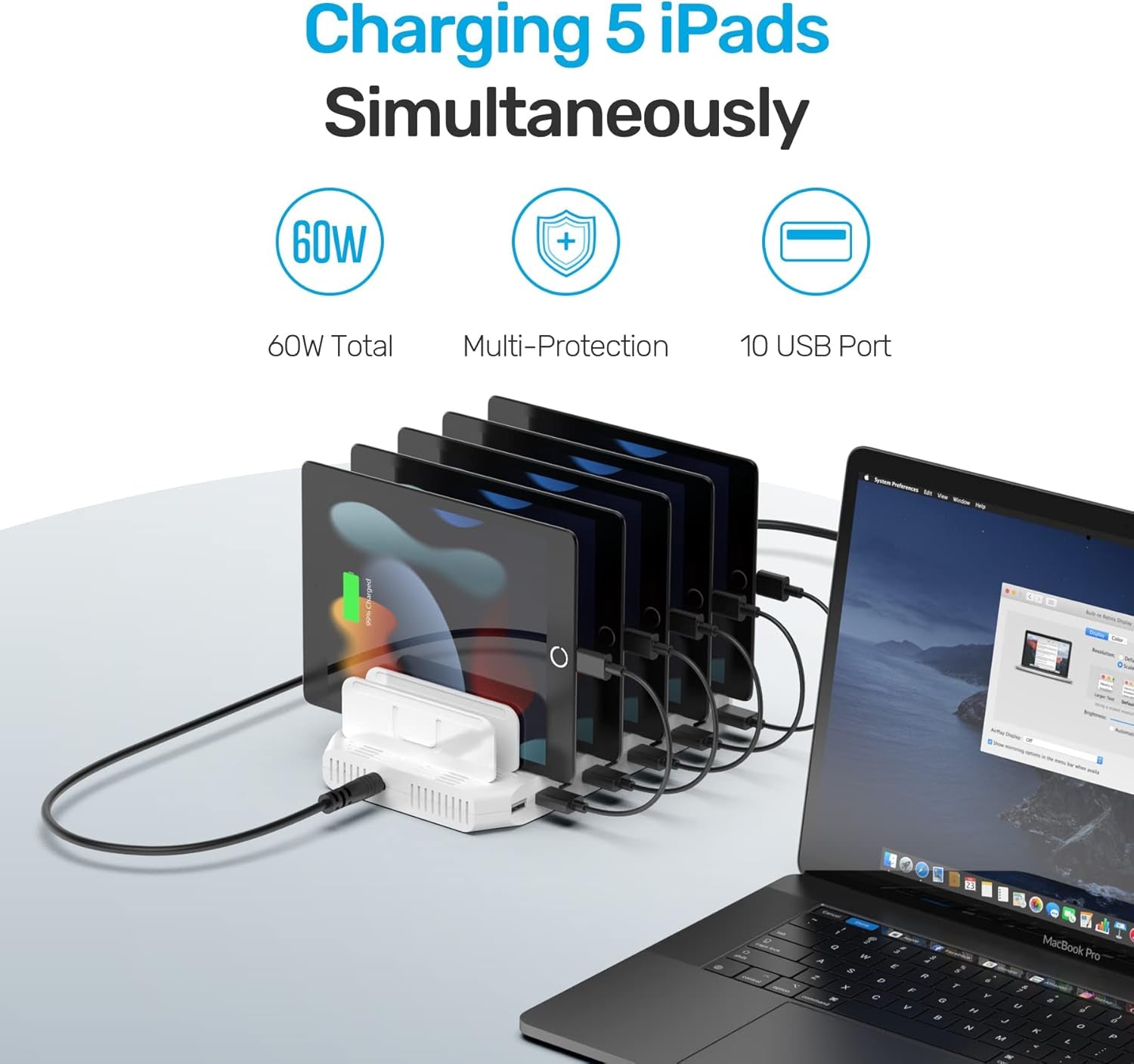 Multi Charging Station, 10-Port USB Charger for Multiple Device 