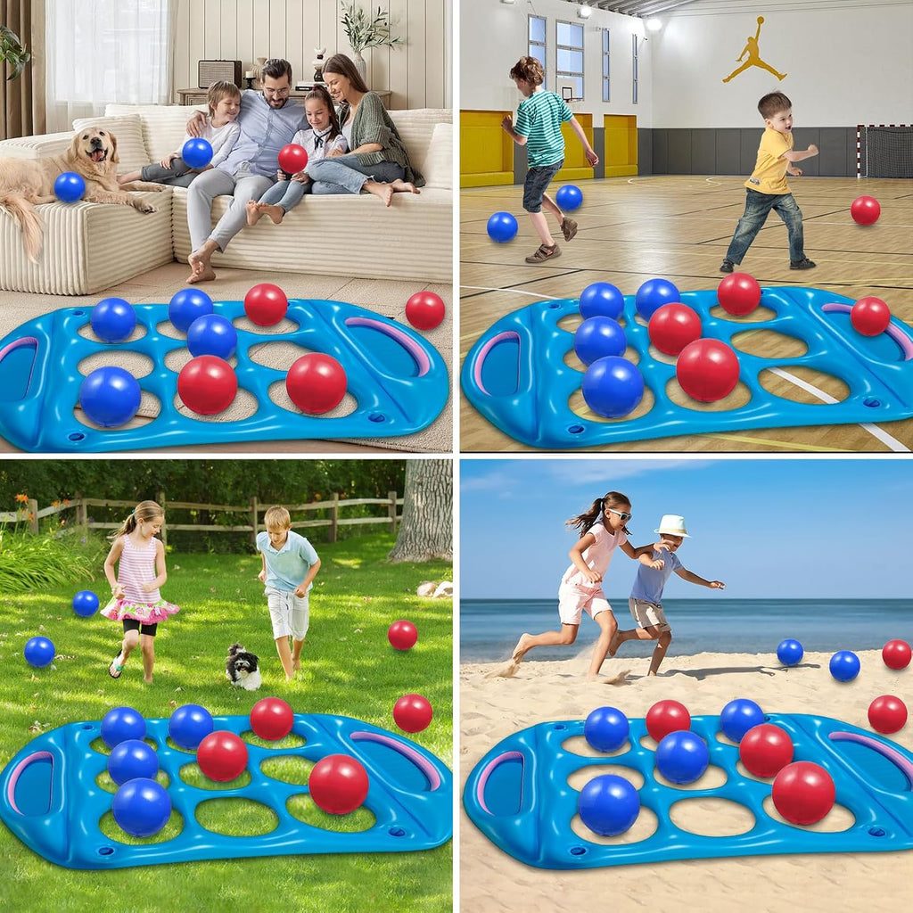 Tic Tac Toe Pool Toys Game Set: Giant Floating Board Set with 12 Balls & Cup Holders