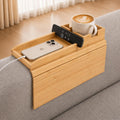 Bamboo Couch Arm Tray Table with Built-In Cup Holder