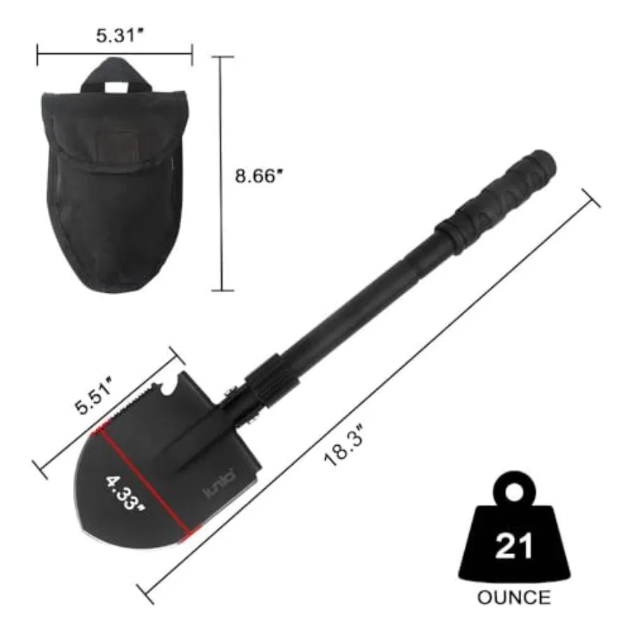 Camping Shovel, Shovel Folding, Portable, Multitool, Foldable Entrenching Tool, Collapsible Spade, for Backpacking, Trenching,