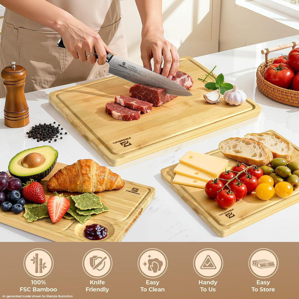 Premium Bamboo Charcuterie Chopping Board with Holder Non Slip