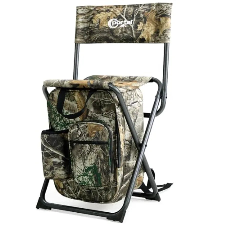 Backpack Cooler Chair Fishing Chairs with Backrest Folding Camping Stool Compact for Outdoors Hiking Hunting Travel Supports 22