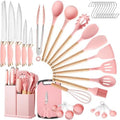 37 PCS Kitchen Utensils Set, Silicone Cooking Utensils Set with Knife Set and Holder