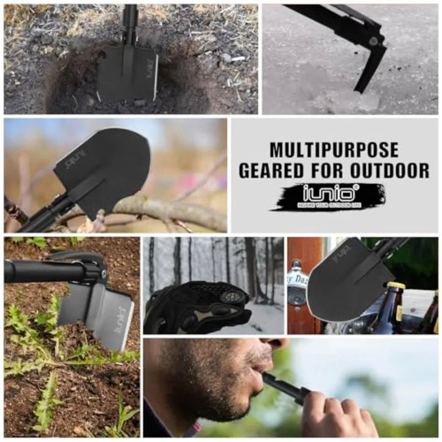 Camping Shovel, Shovel Folding, Portable, Multitool, Foldable Entrenching Tool, Collapsible Spade, for Backpacking, Trenching,
