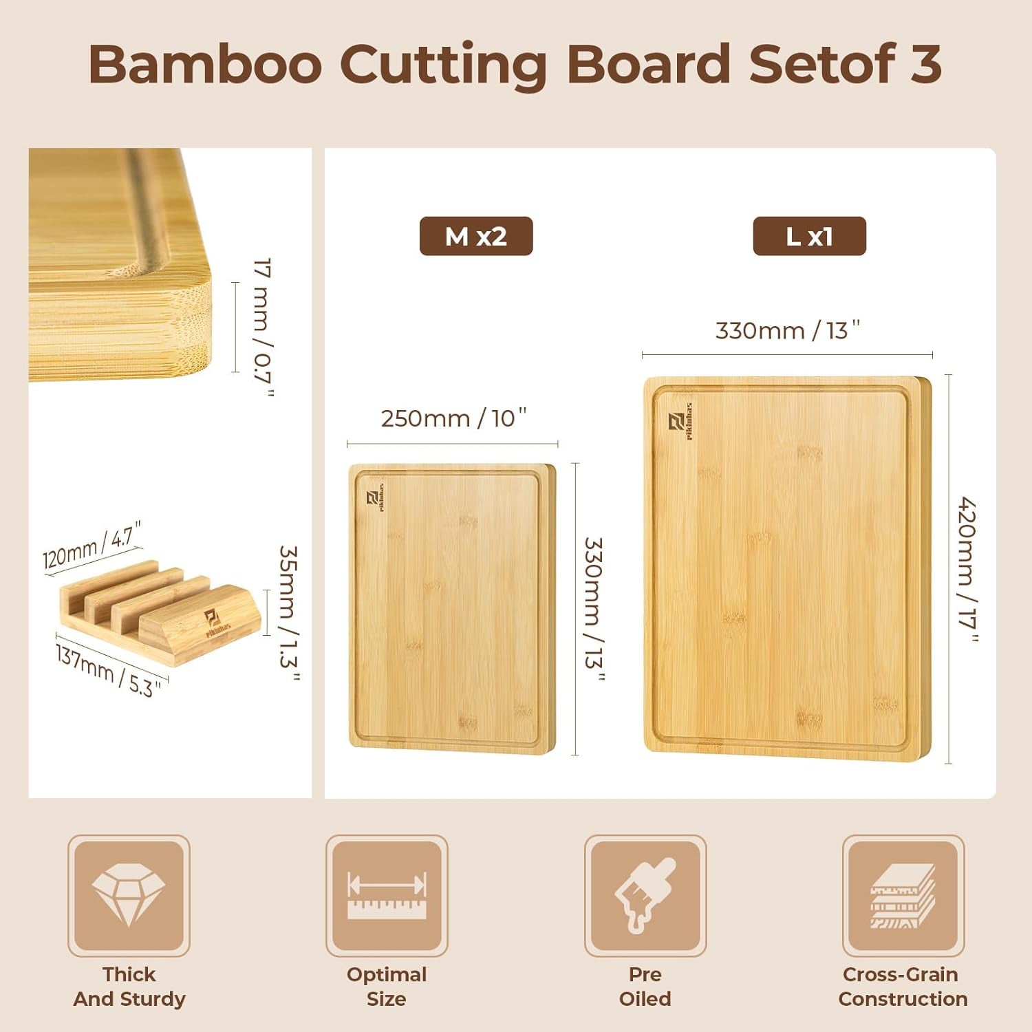 Premium Bamboo Charcuterie Chopping Board with Holder Non Slip